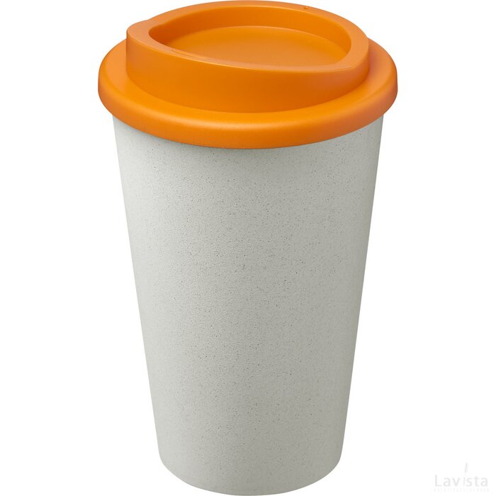 Americano® Eco 350 ml gerecyclede drinkbeker Wit, Oranje