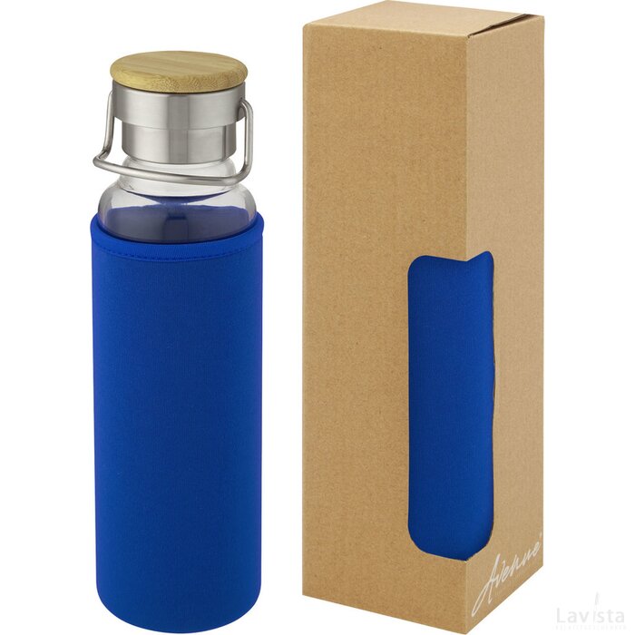 Thor 660 ml glazen fles met hoes van neopreen Blauw