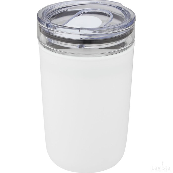 Bello 420 ml glazen beker met buitenwand van gerecycled plastic Wit
