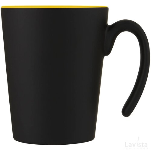 Keramische mok met modern handvat Geel/Zwart