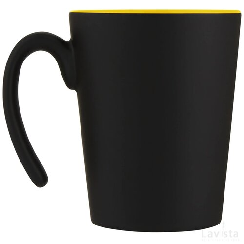 Keramische mok met modern handvat Geel/Zwart