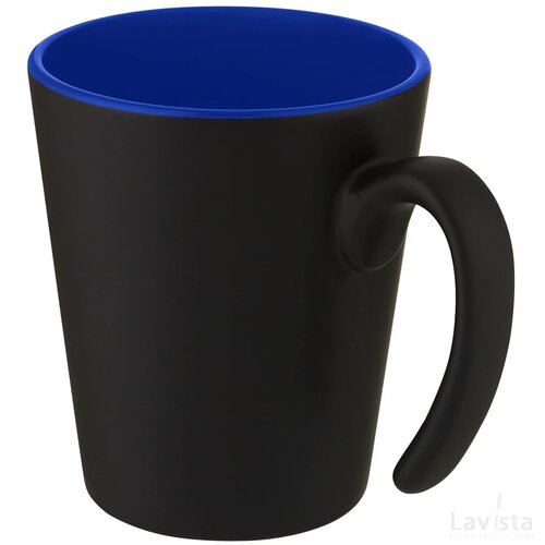 Keramische mok met modern handvat Blauw/Zwart