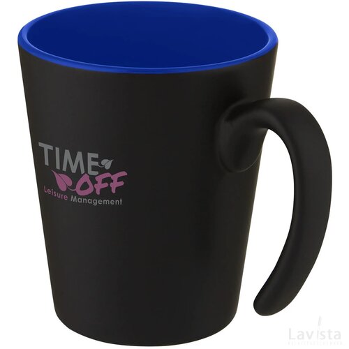 Keramische mok met modern handvat Blauw/Zwart