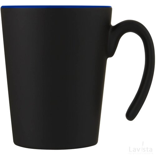 Keramische mok met modern handvat Blauw/Zwart