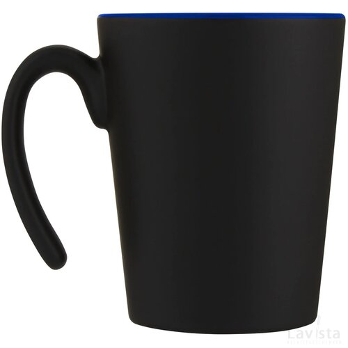 Keramische mok met modern handvat Blauw/Zwart