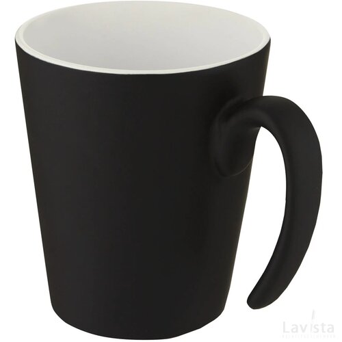 Keramische mok met modern handvat Wit/Zwart