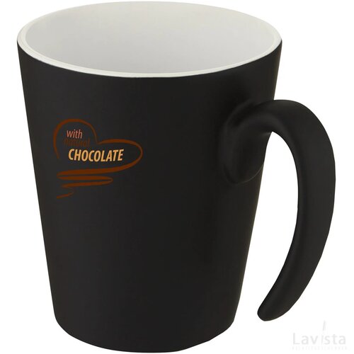 Keramische mok met modern handvat Wit/Zwart