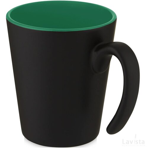 Keramische mok met modern handvat Groen/Zwart