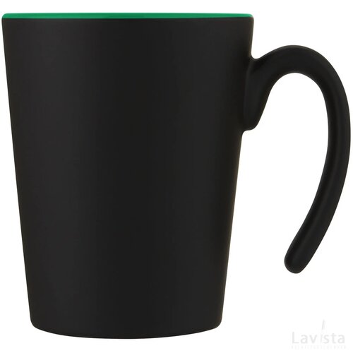 Keramische mok met modern handvat Groen/Zwart