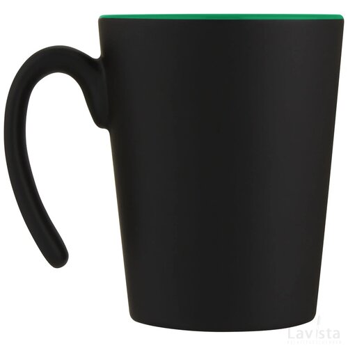 Keramische mok met modern handvat Groen/Zwart