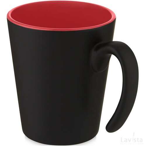 Keramische mok met modern handvat Rood/Zwart