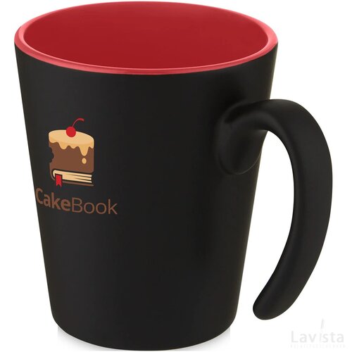 Keramische mok met modern handvat Rood/Zwart