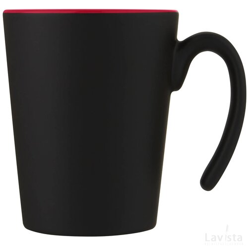 Keramische mok met modern handvat Rood/Zwart
