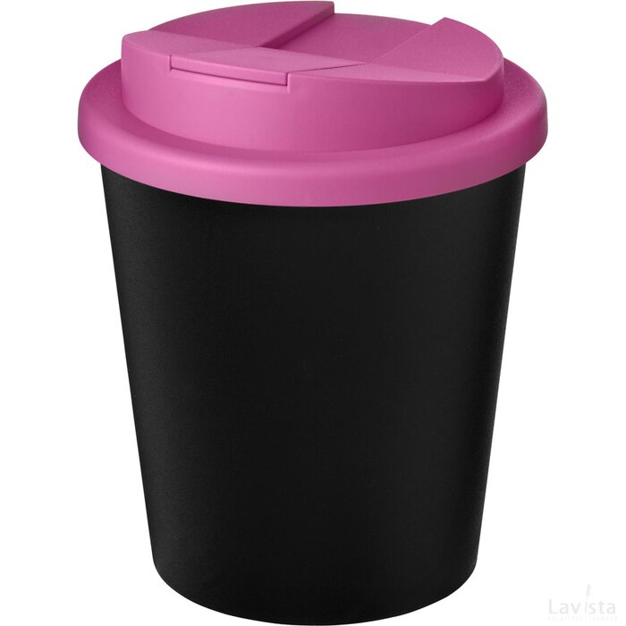 Americano® Espresso Eco 250 ml gerecyclede beker met knoeibestendig deksel Zwart, Magenta Zwart/Magenta