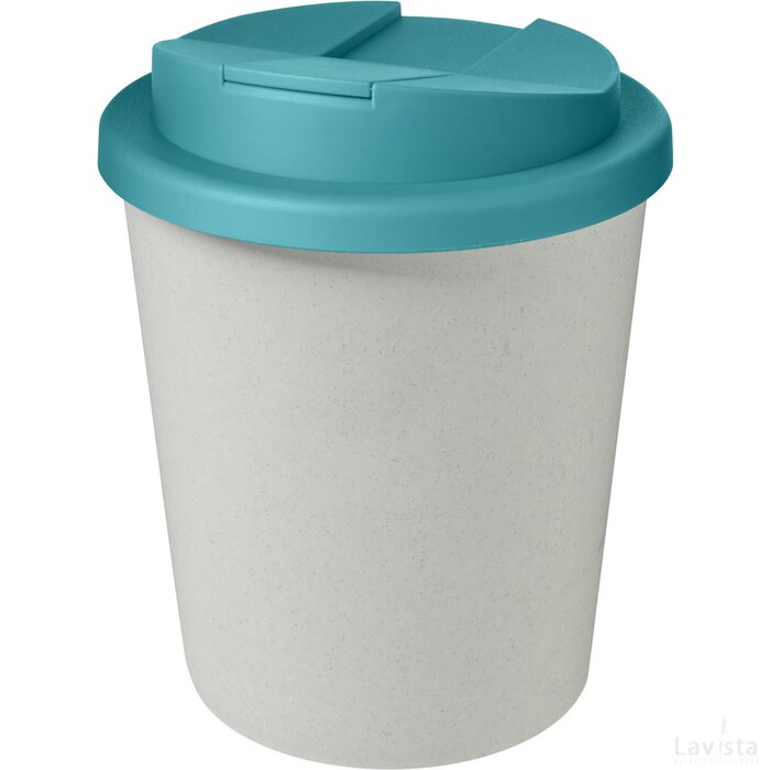 Americano® Espresso Eco 250 ml gerecyclede beker met knoeibestendig deksel Wit, Aqua blauw