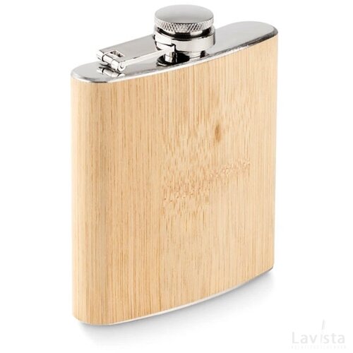 Platte bamboe heupfles 175ml Hiphip beige