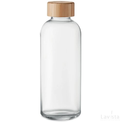 Glazen fles 650ml bamboe dop Frisian transparant