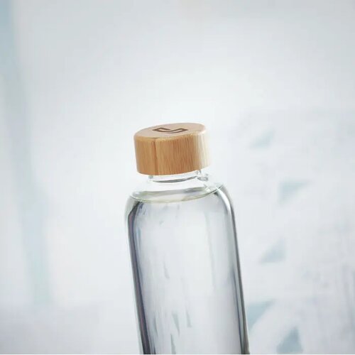 Glazen fles 650ml bamboe dop Frisian transparant