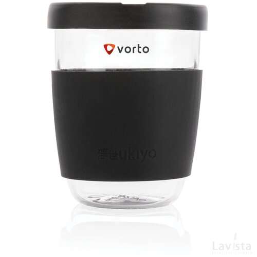 Ukiyo borosilicaat glas met siliconen deksel en sleeve zwart