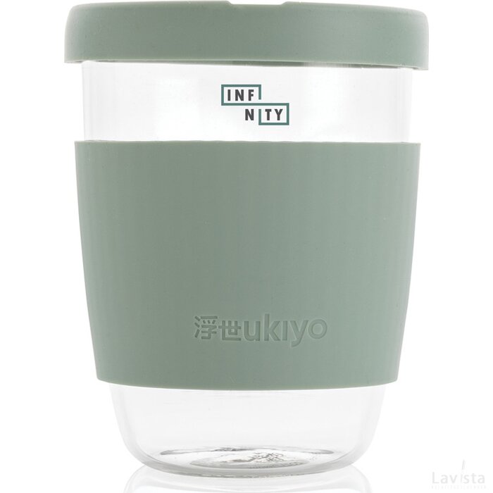 Ukiyo borosilicaat glas met siliconen deksel en sleeve groen