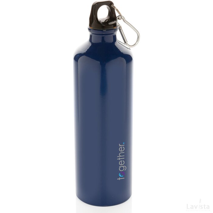 XL aluminum sportfles met karabijnhaak blauw, zwart