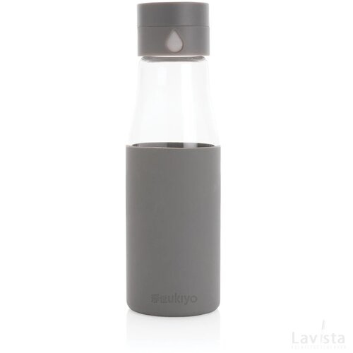 Ukiyo glazen hydratatie-trackingfles met sleeve grijs