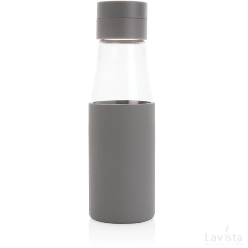 Ukiyo glazen hydratatie-trackingfles met sleeve grijs