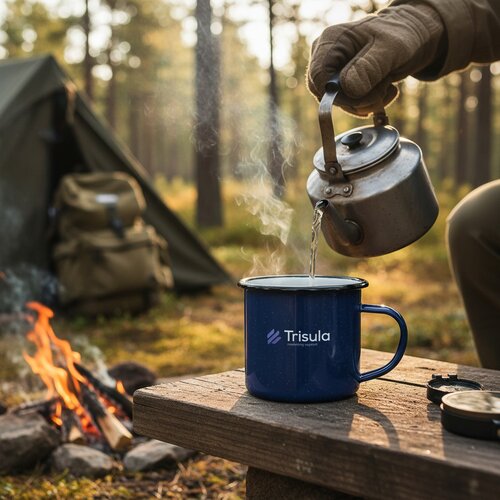 Retro Emaille Mok Blauw 350 ml