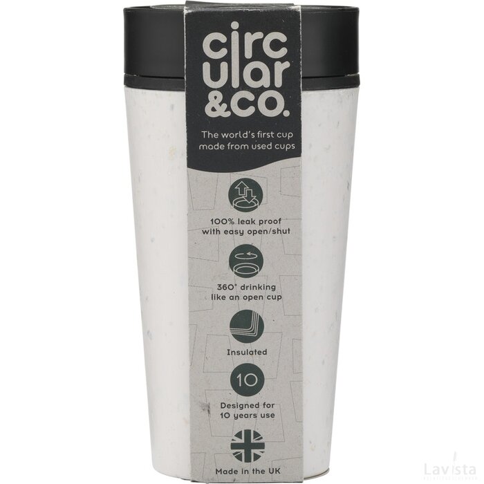Circular&Co Recycled Coffee Cup 340 Ml Koffiebeker Wit/Zwart