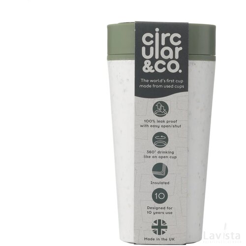 Circular&Co Recycled Coffee Cup 340 Ml Koffiebeker Wit/Groen