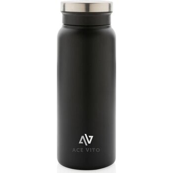 RCS gerecycled roestvrijstalen vacuümfles 600ML zwart, zwart