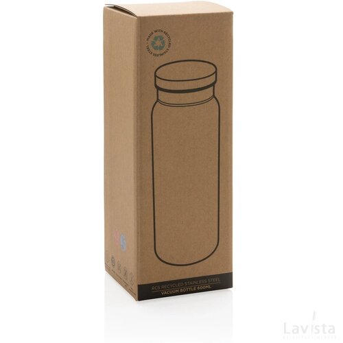 RCS gerecycled roestvrijstalen vacuümfles 600ML antraciet