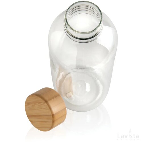 GRS recycled PET fles met bamboe dop transparant