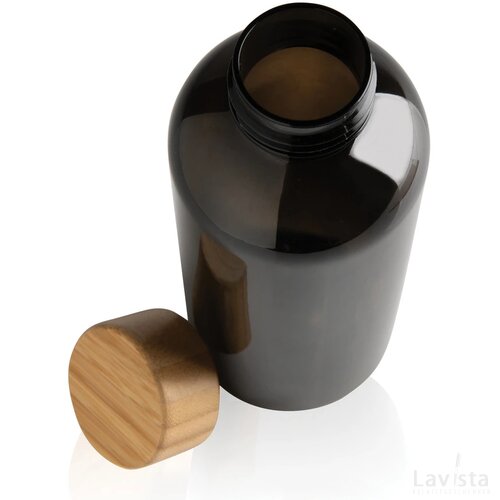 GRS recycled PET fles met bamboe dop zwart