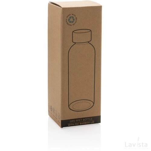 GRS recycled PET fles met bamboe dop zwart