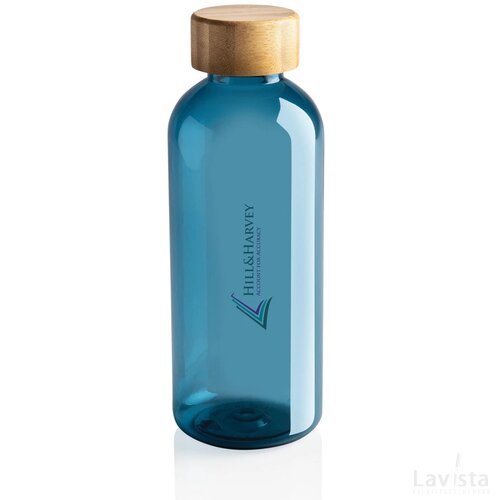 GRS recycled PET fles met bamboe dop blauw