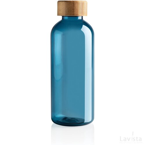 GRS recycled PET fles met bamboe dop blauw