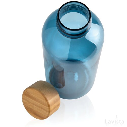 GRS recycled PET fles met bamboe dop blauw