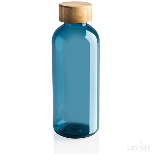 GRS recycled PET fles met bamboe dop blauw