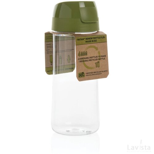 Tritan™ Renew waterfles 0,5L gemaakt in EU groen, transparant
