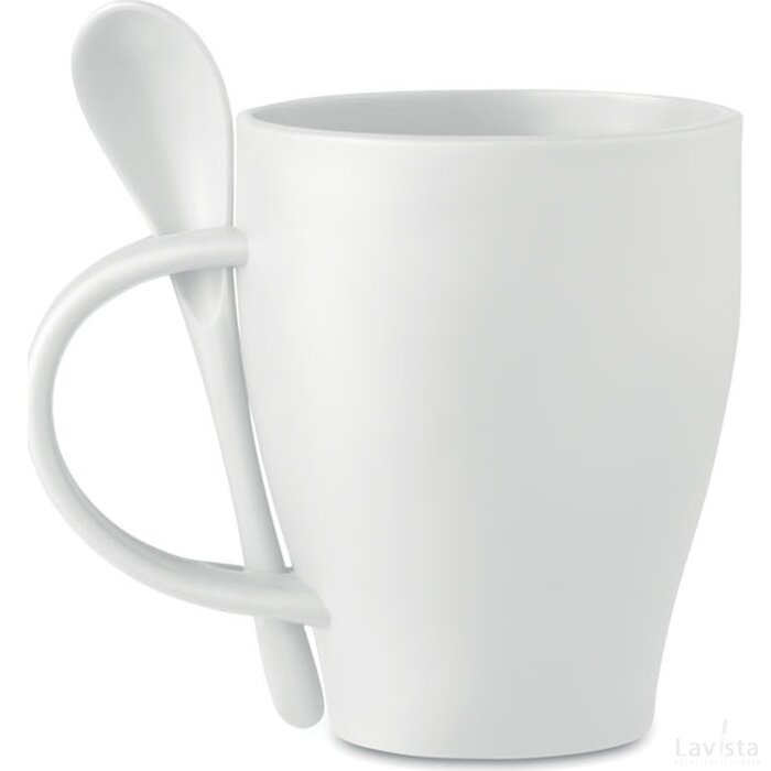 Herbruikbare mok met lepel Friday wit