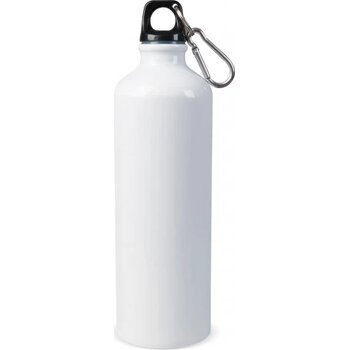 Waterfles aluminium met karabijnhaak sublimatie 750ml wit