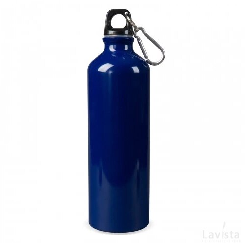 Waterfles aluminium met karabijnhaak 750ml donker blauw