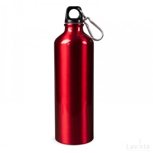 Waterfles aluminium met karabijnhaak 750ml donker rood