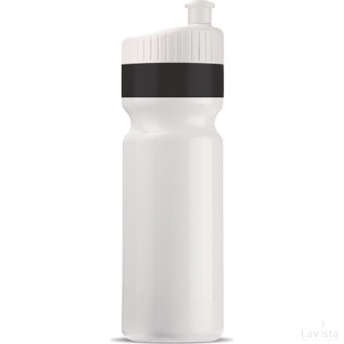 Bidon met rand 750ml wit / zwart