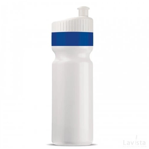 Bidon met rand 750ml wit / donker blauw