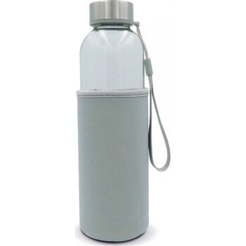 Waterfles glas met sleeve 500ml transparant grijs