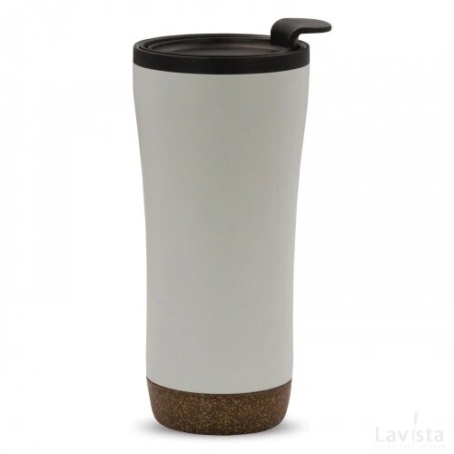 Dubbelwandige thermobeker met kurk onderzijde 480ml wit