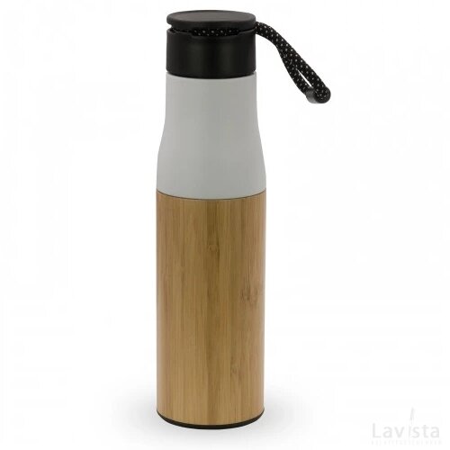 Thermofles met touw bamboe 500ml wit