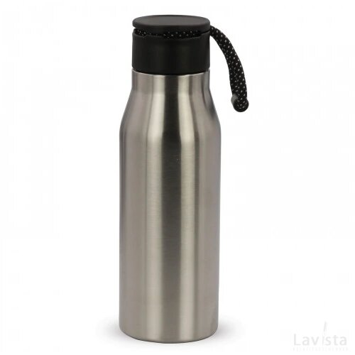 Thermofles met touw 600ml zilver